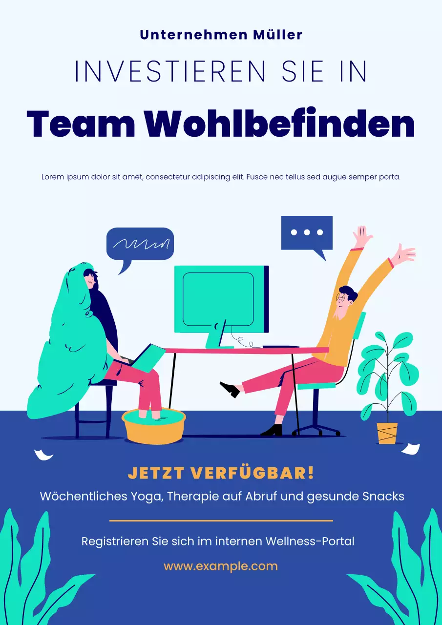 Einladungsposter zum Wellness-Programm für den Arbeitsplatz
