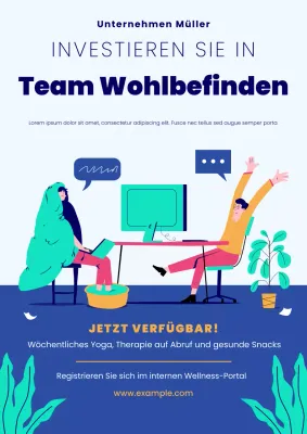 Einladungsposter zum Wellness-Programm für den Arbeitsplatz
