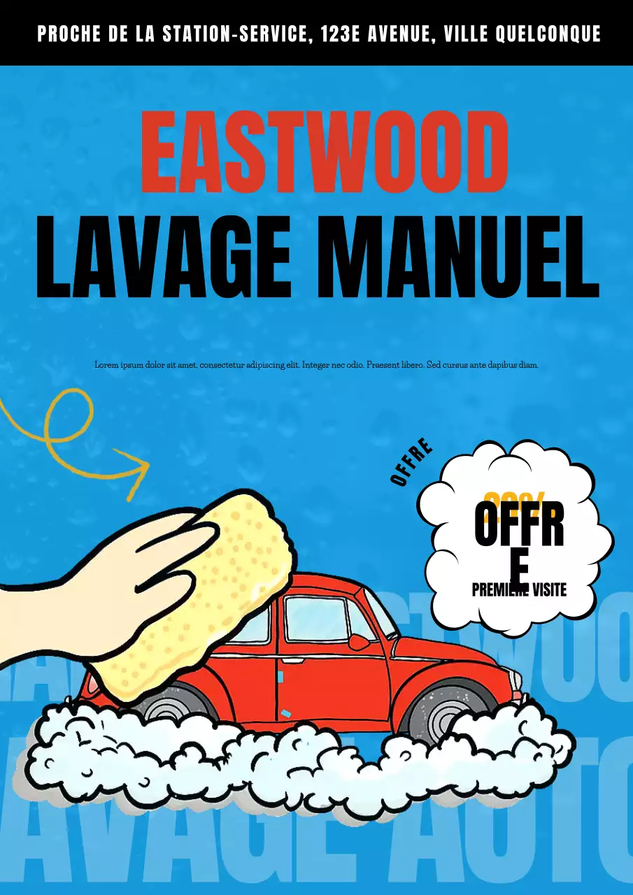 promotion de lavage de voiture bleu audacieux