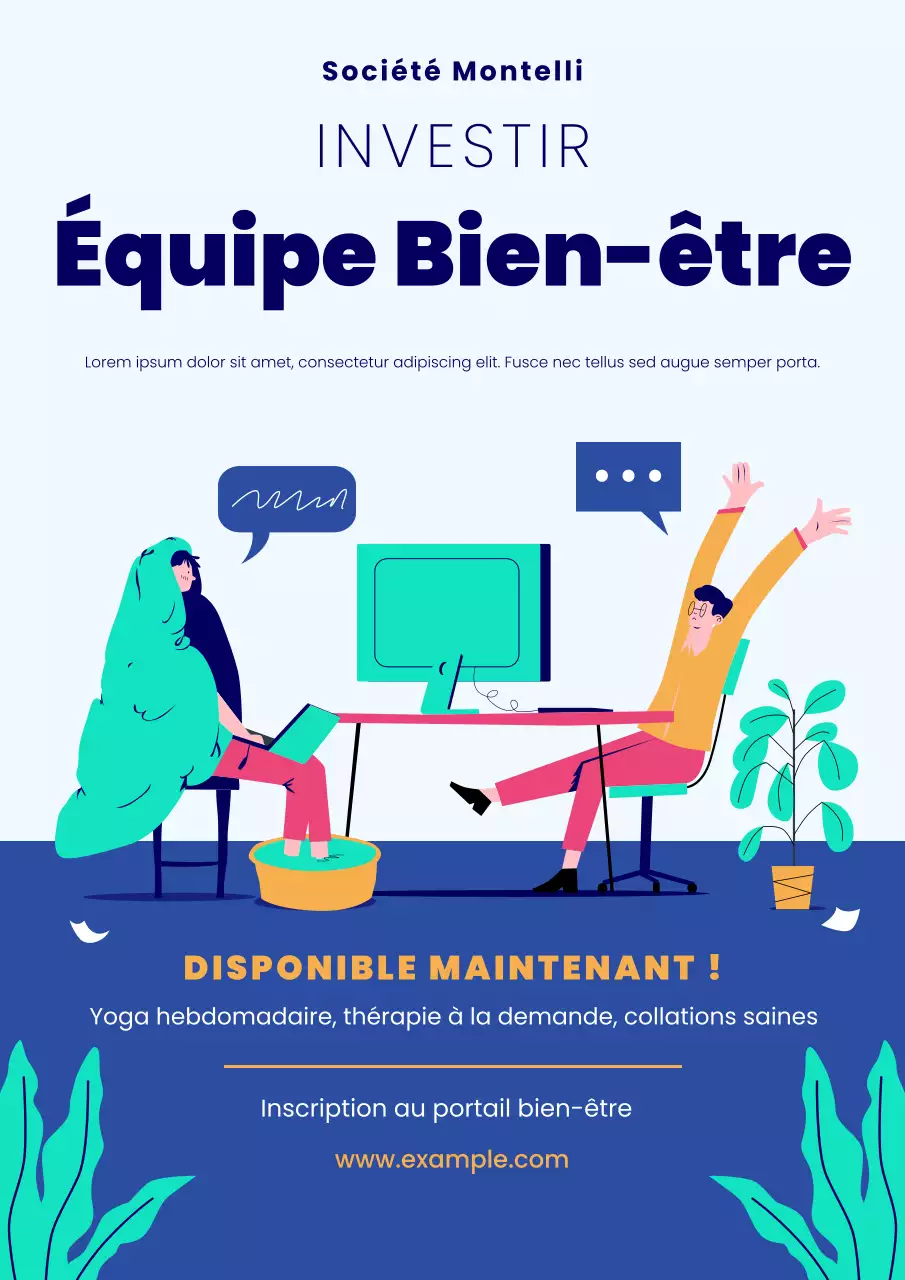 Affiche d'invitation à l'espace de travail du programme de bien-être
