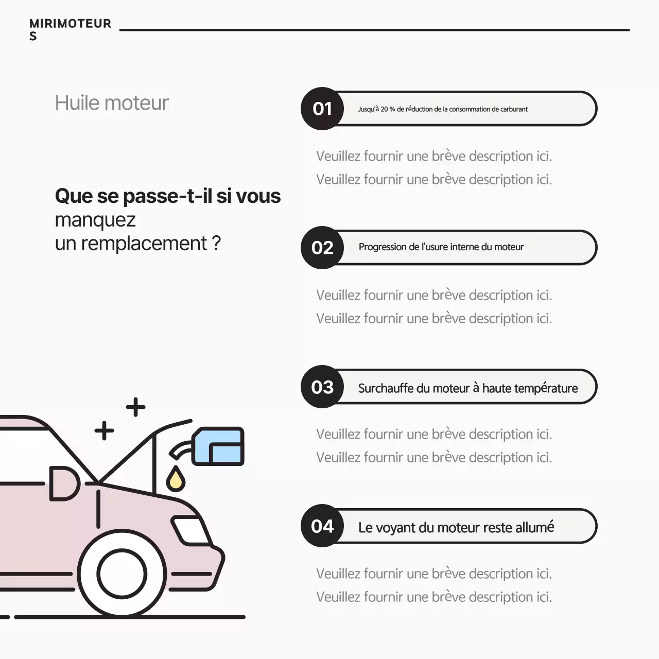 Un guide simple d'entretien automobile en blanc et noir