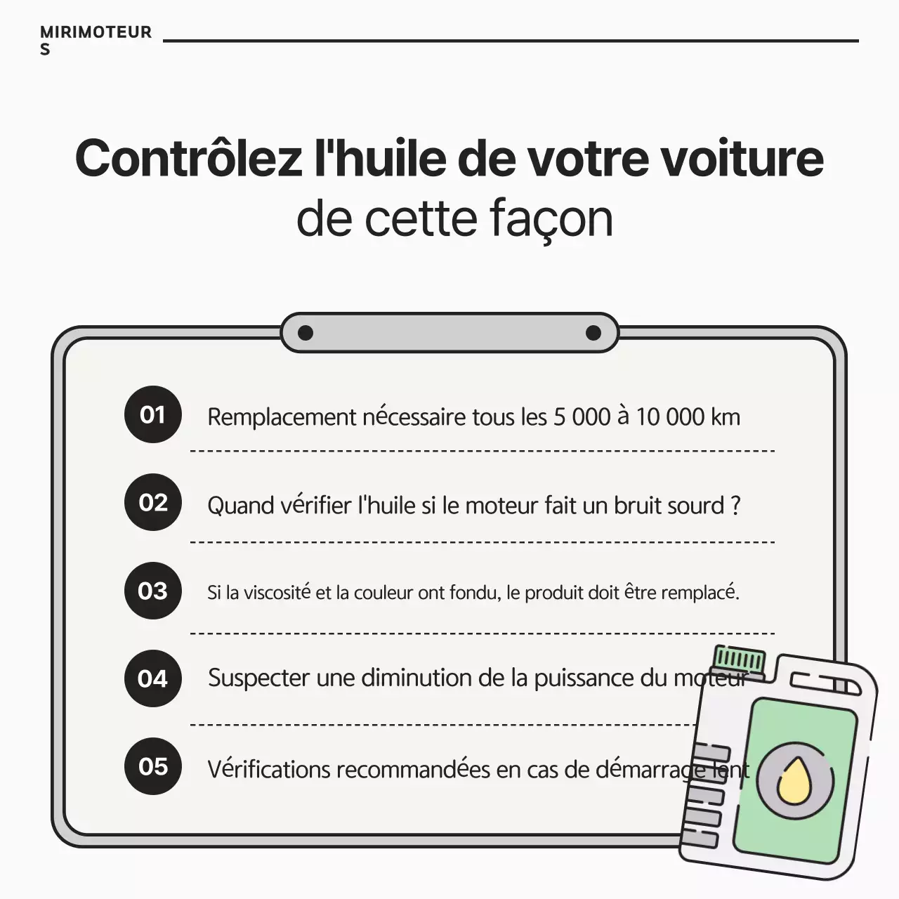 Un guide simple d'entretien automobile en blanc et noir