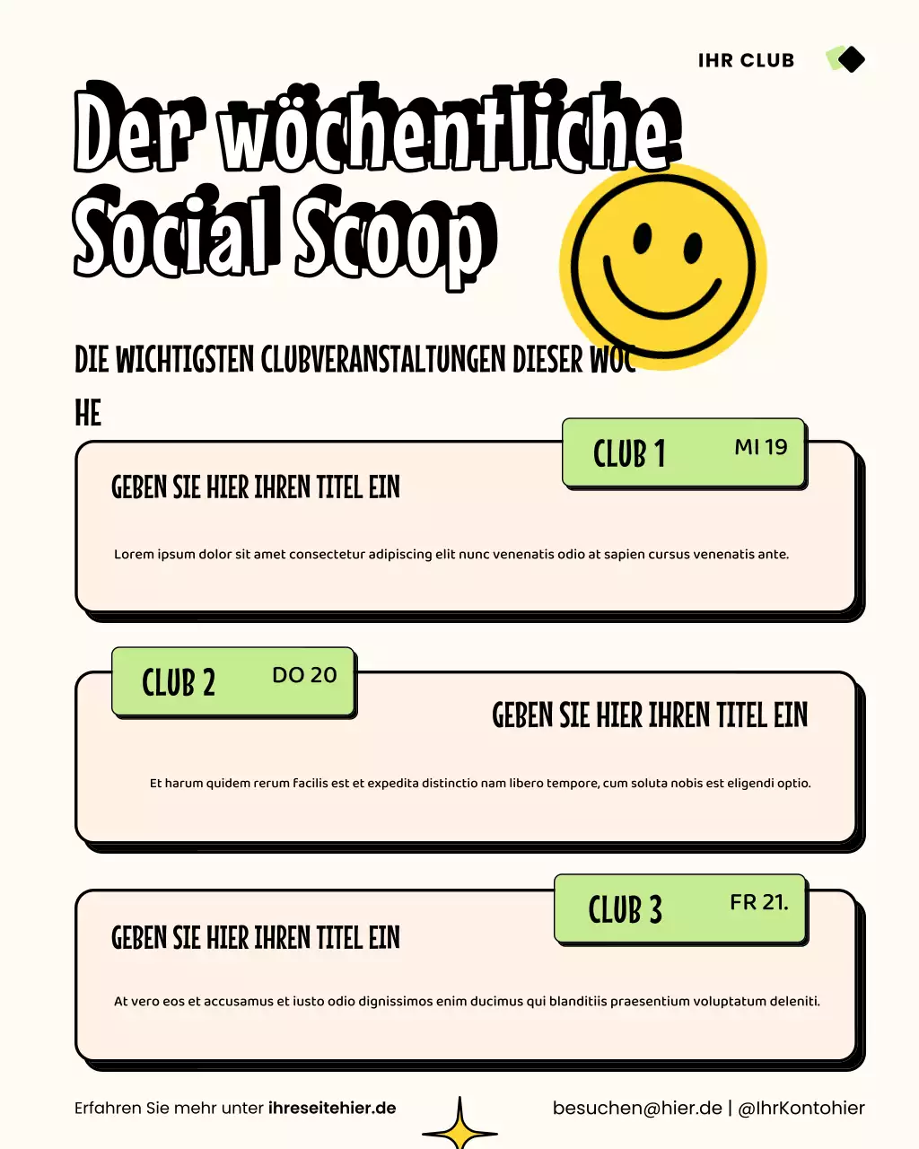 Farbenfroher, trendiger Event-Newsletter-Instagram-Beitrag