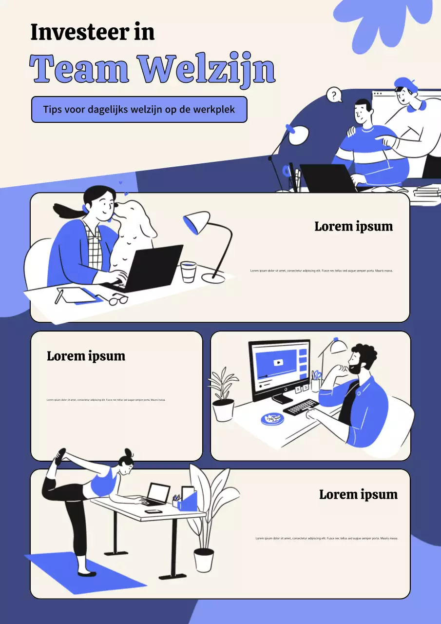 Poster van het paars-witte programma voor welzijn op de werkplek