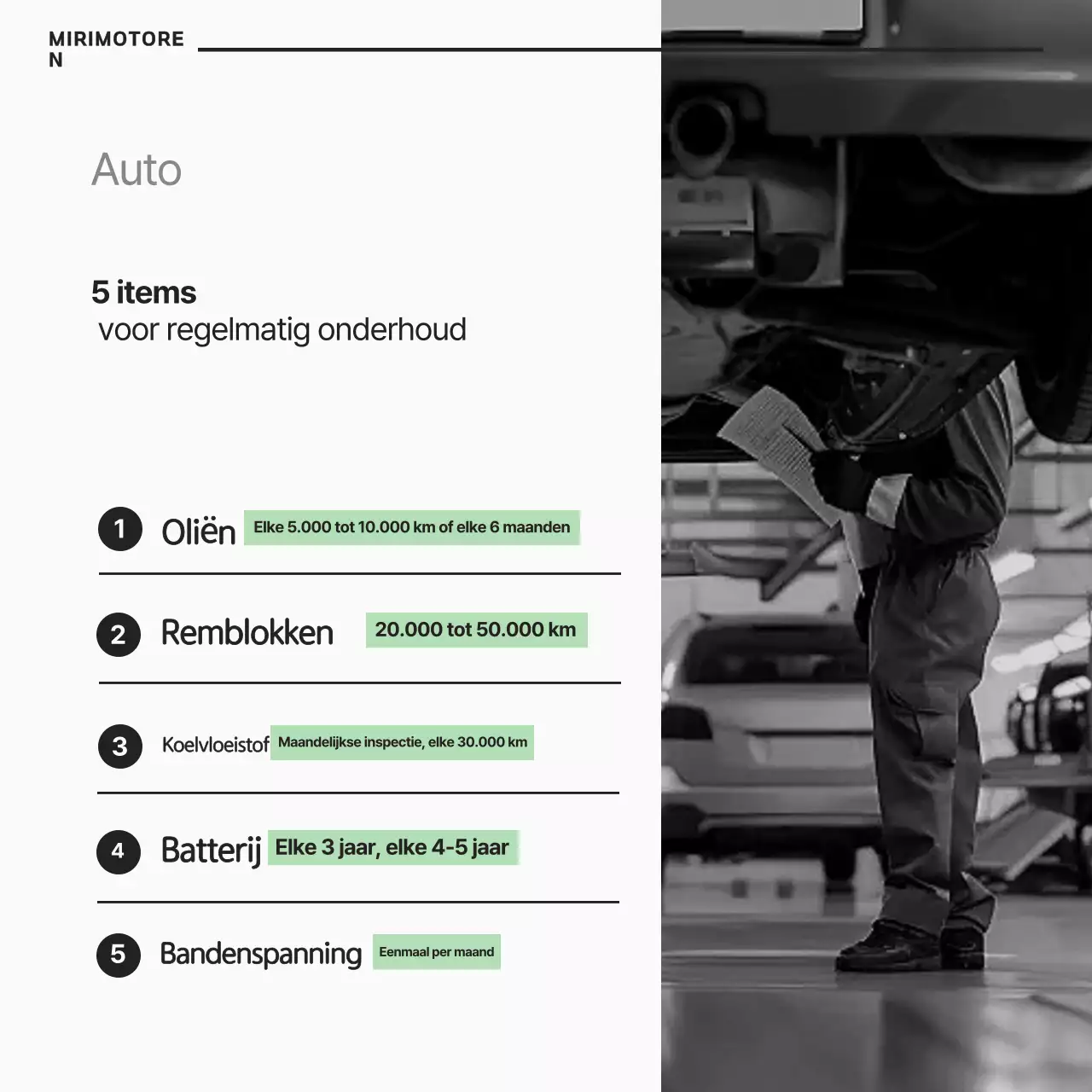 Een eenvoudige auto-onderhoudsgids in wit en zwart