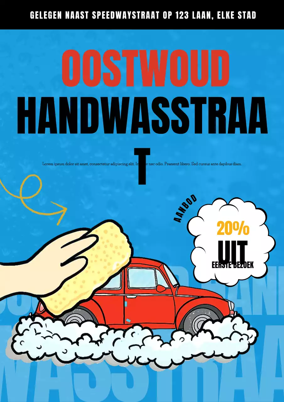 blauwe opvallende autowaspromotie