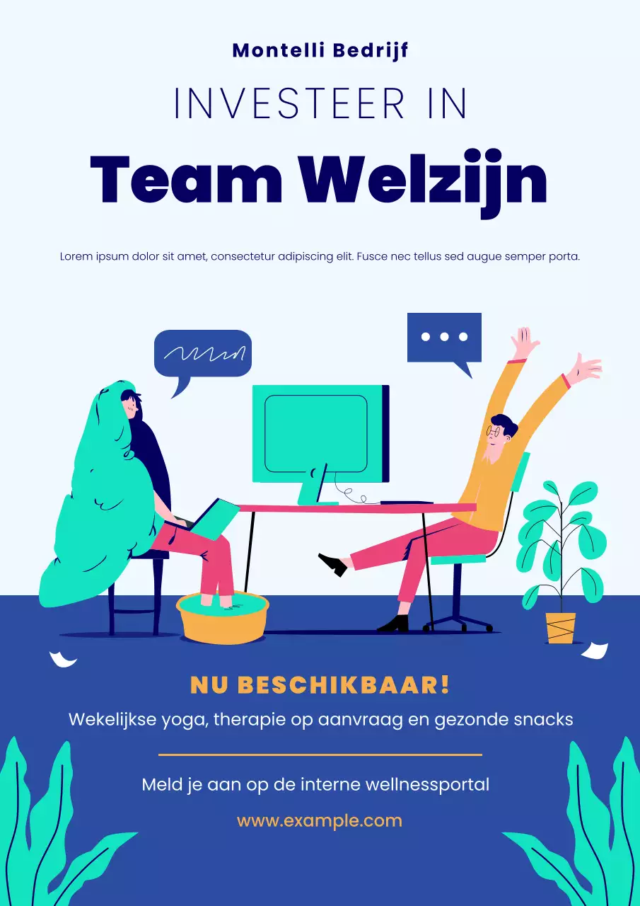 Uitnodigingsposter voor de werkruimte van het welzijnsprogramma