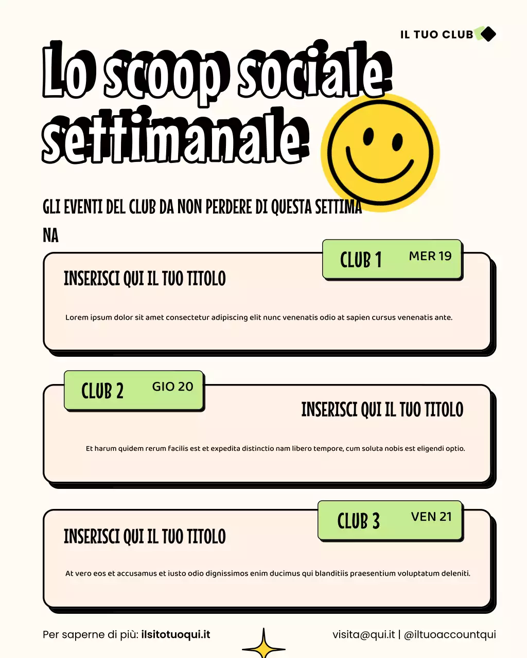 Post Instagram della newsletter di eventi trendy e colorati