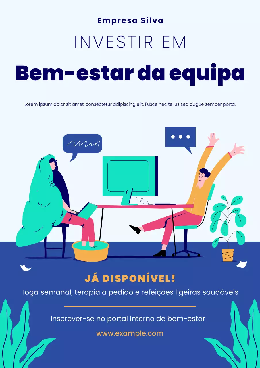 Cartaz de convite para o espaço de trabalho do programa de bem-estar