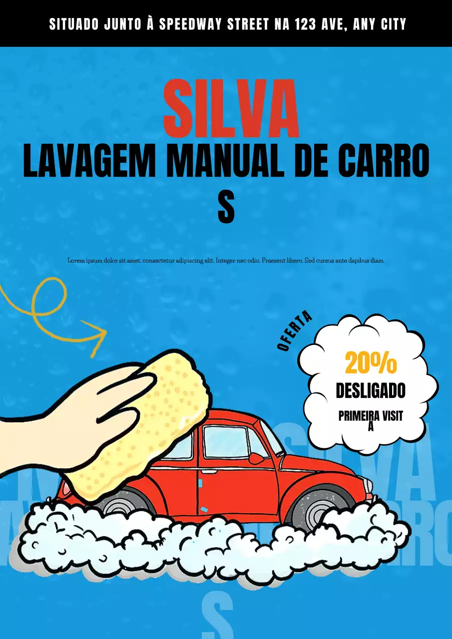 promoção de lavagem de carros em negrito azul