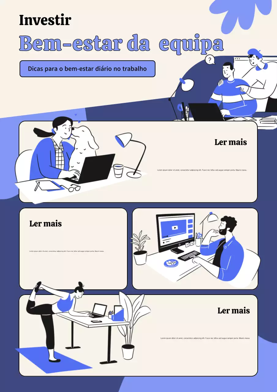 Cartaz roxo e branco do programa de bem-estar no local de trabalho