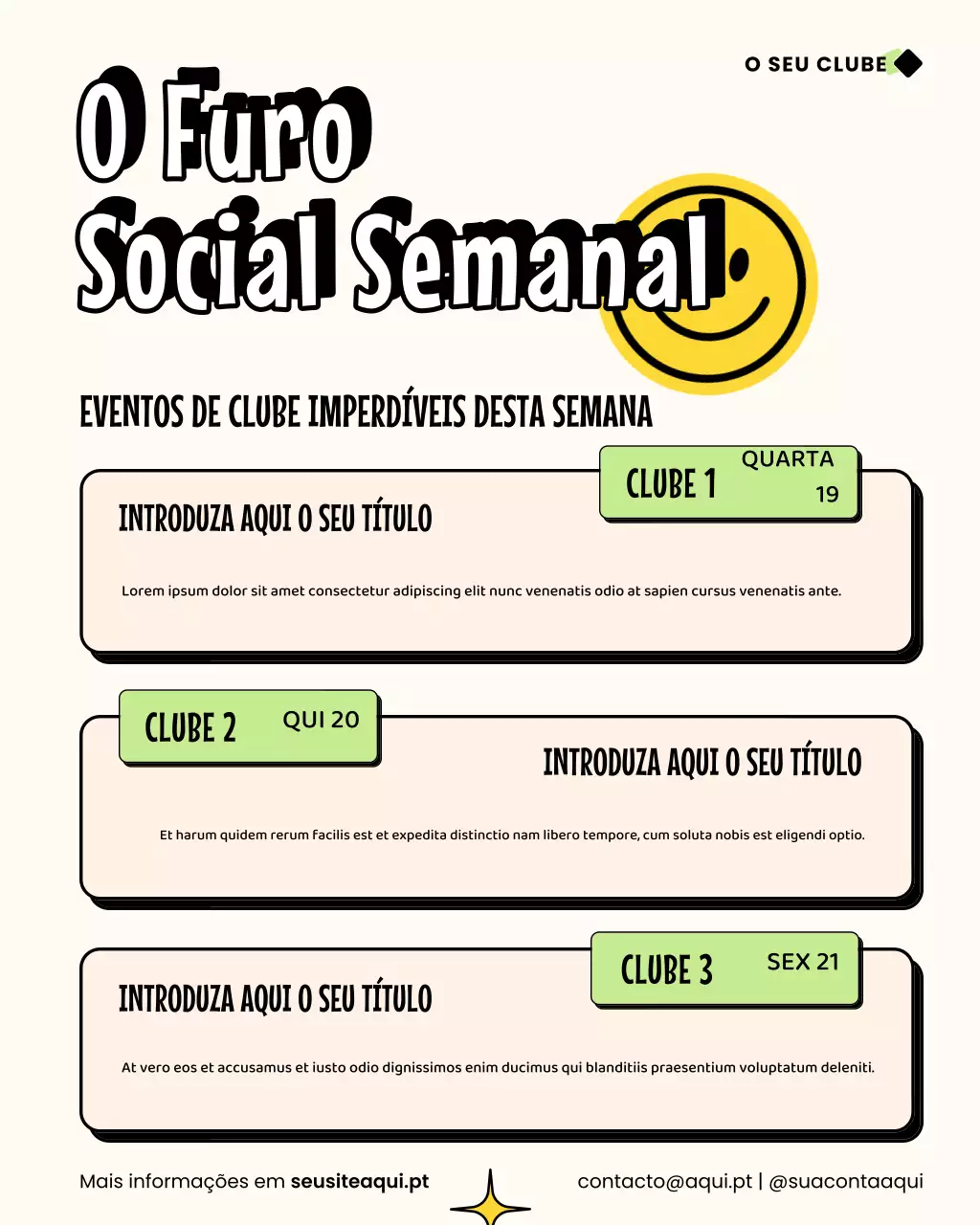 Boletim informativo de eventos coloridos e modernos no Instagram
