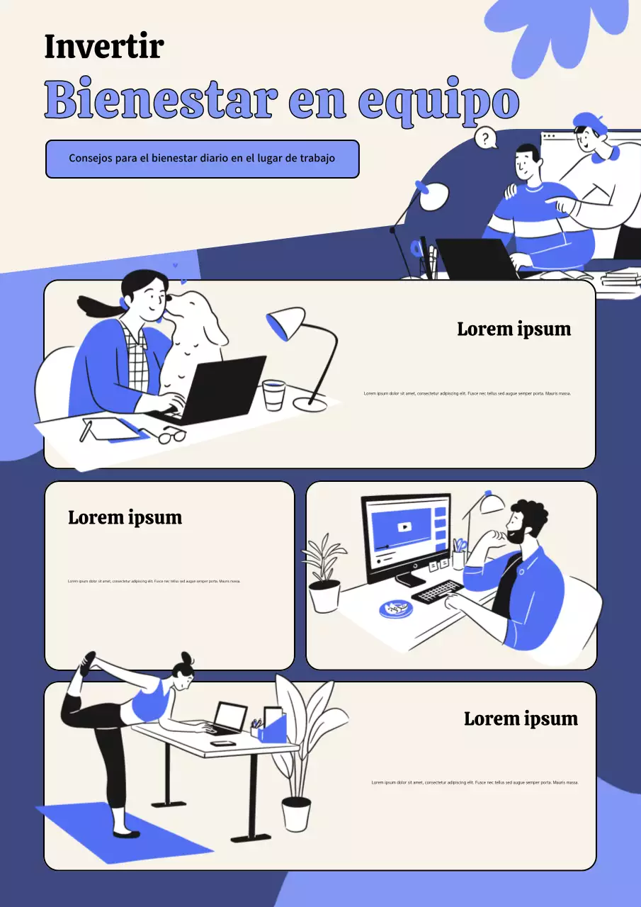 Afiche morado y blanco del Programa de Bienestar Laboral
