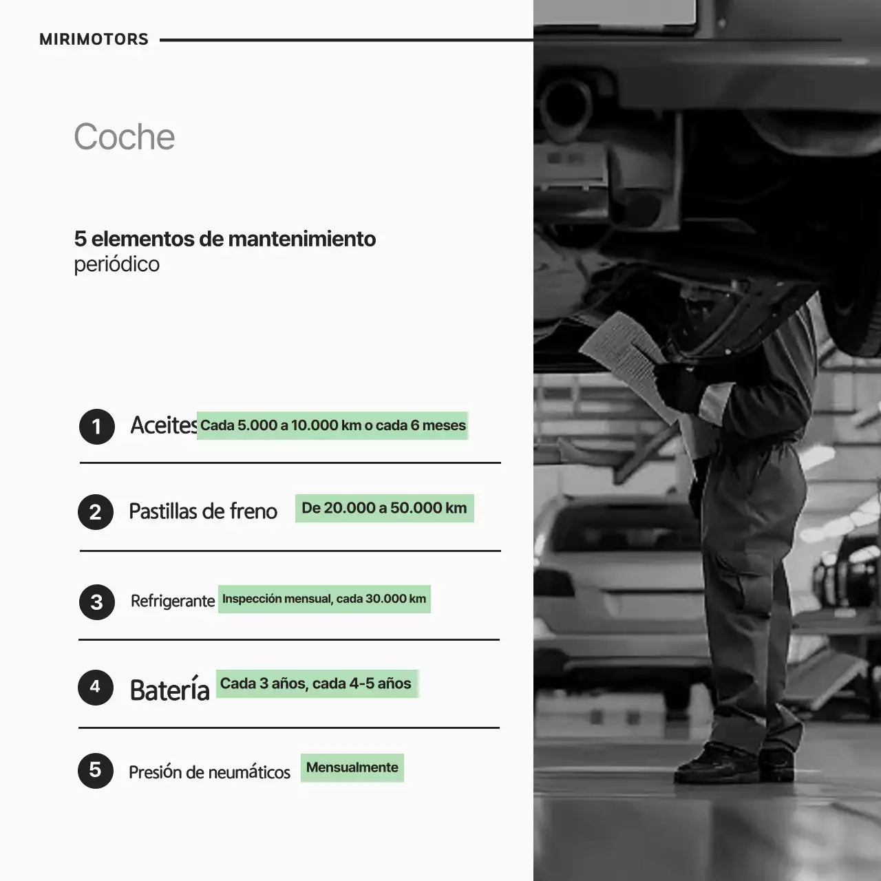 Una sencilla guía de mantenimiento del coche en blanco y negro