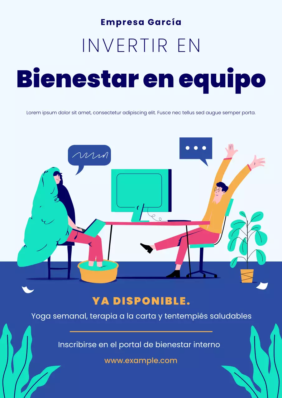 Póster de invitación al espacio de trabajo del programa de bienestar