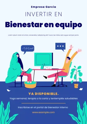 Póster de invitación al espacio de trabajo del programa de bienestar