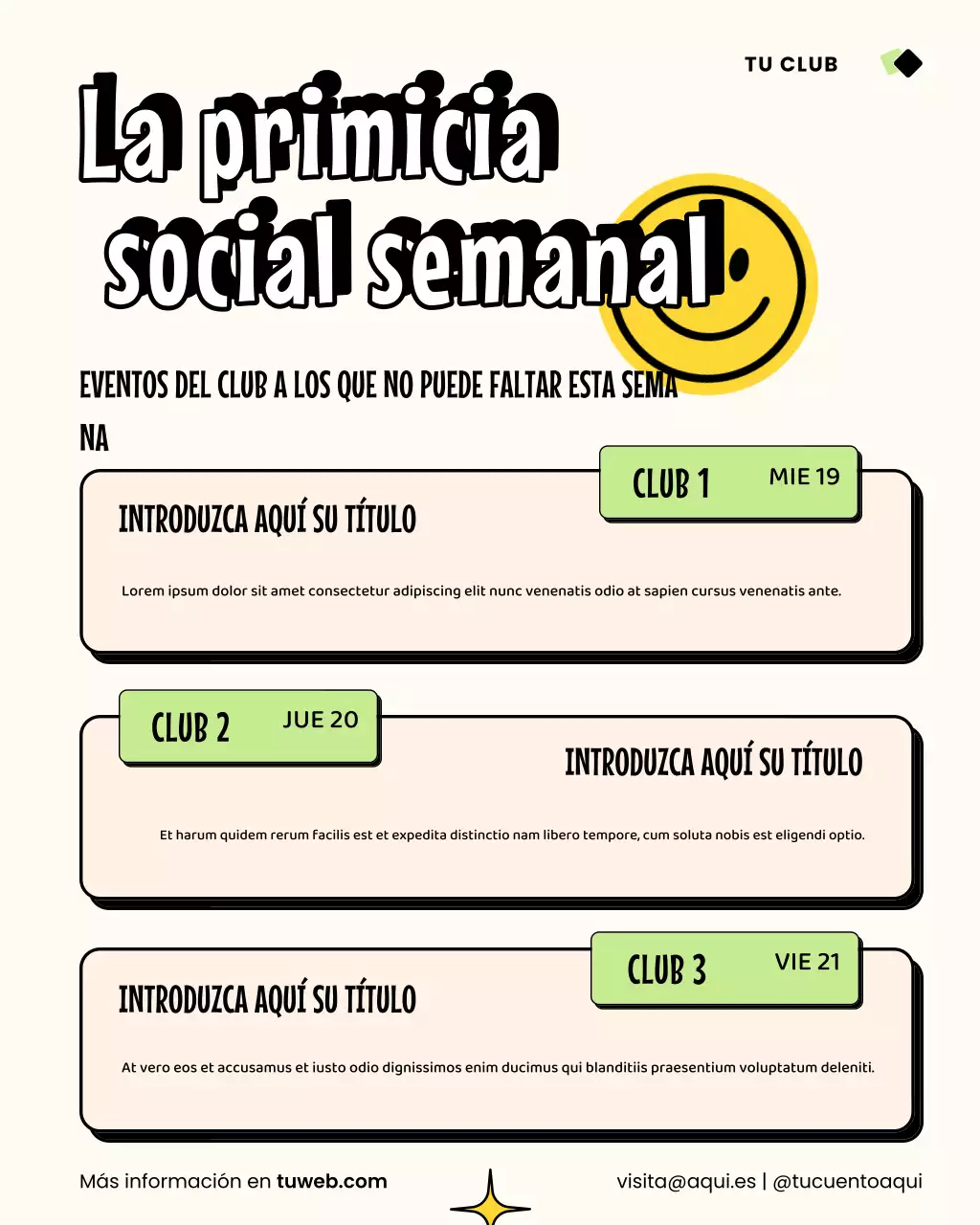Boletín informativo de eventos coloridos y de moda en Instagram