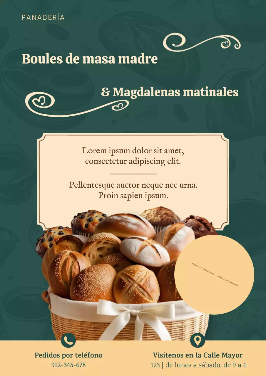 Cartel promocional para pymes locales de panadería beige y marrón