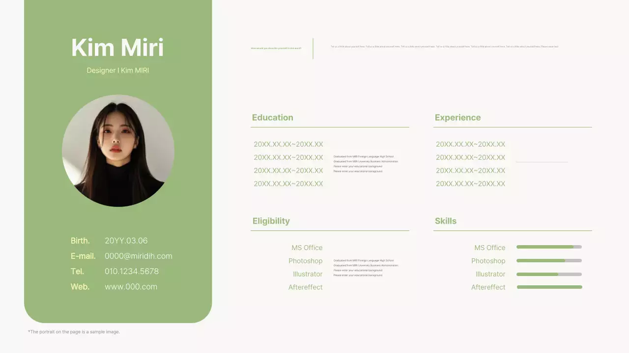 Portfólio de designer limpo em verde limão