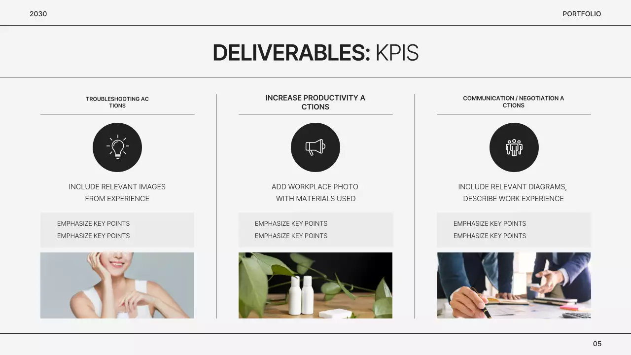 Portfólio simples de profissional de marketing cinza