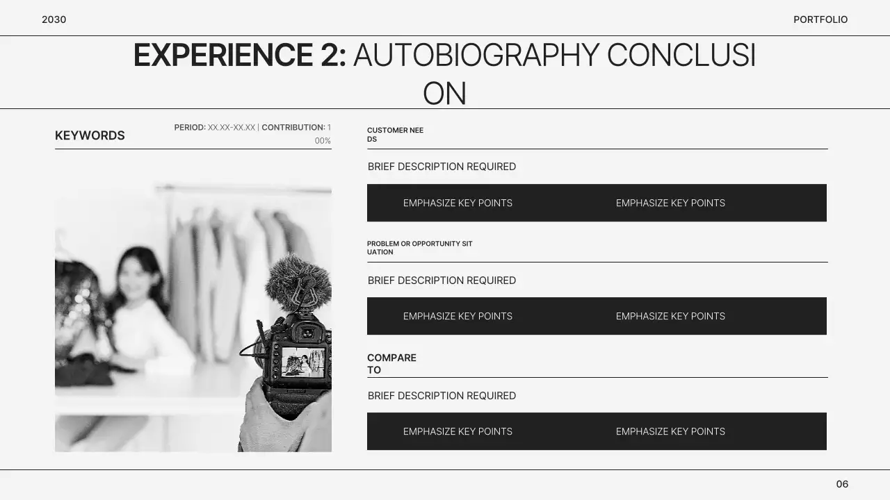 Portfólio simples de profissional de marketing cinza