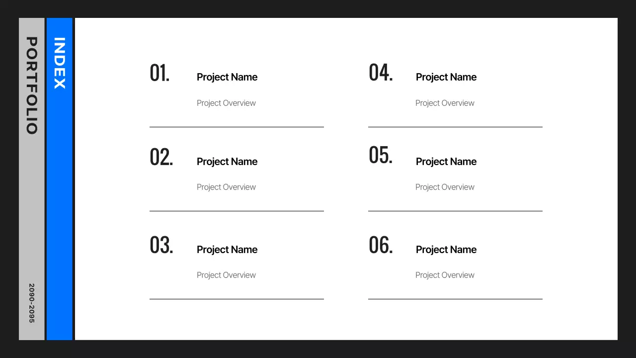 Simple developer portfolio in black and blue