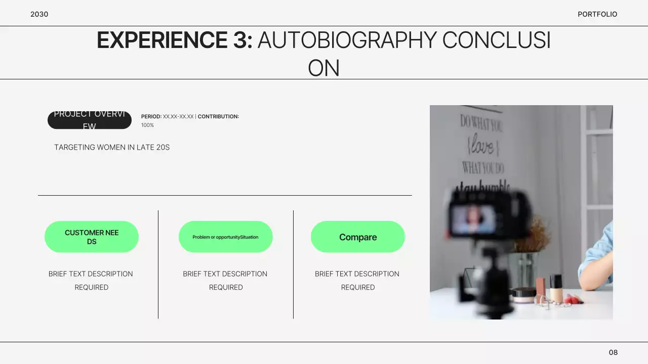 Portfólio simples de profissional de marketing cinza