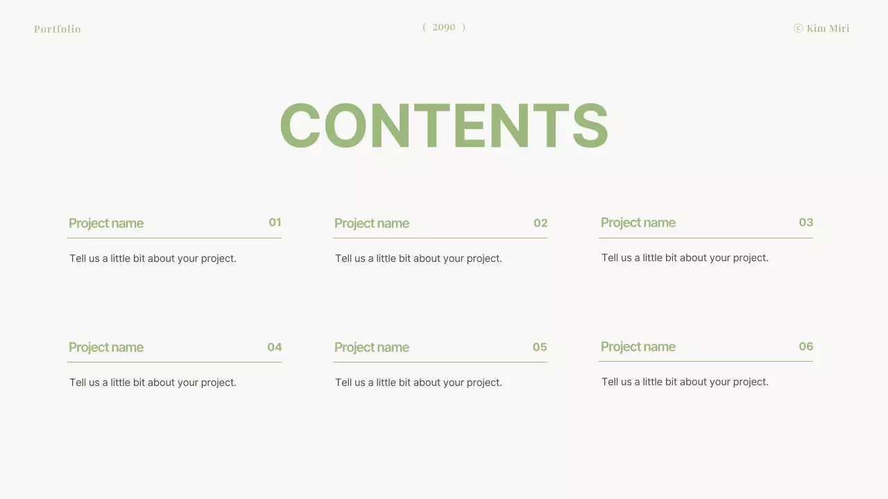 Portfólio de designer limpo em verde limão
