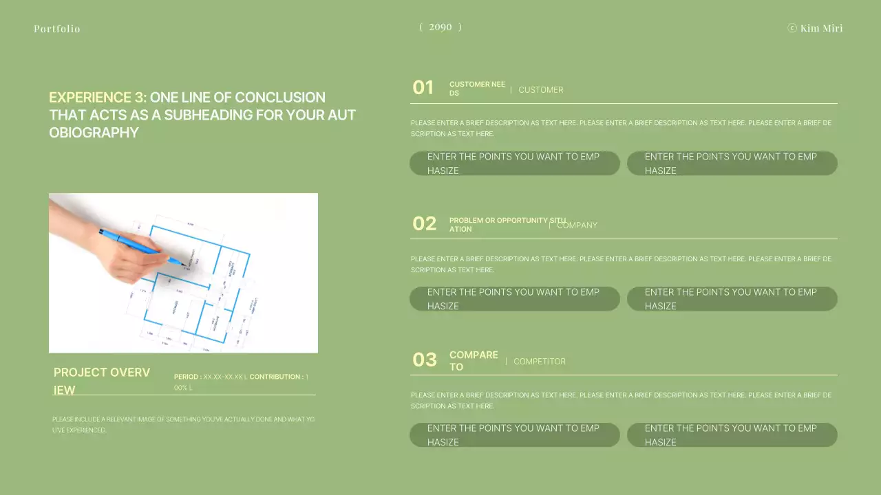 Portfólio de designer limpo em verde limão