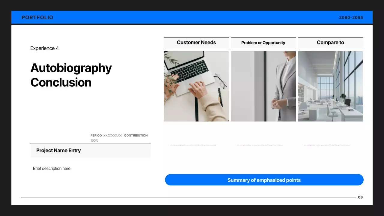 Simple developer portfolio in black and blue