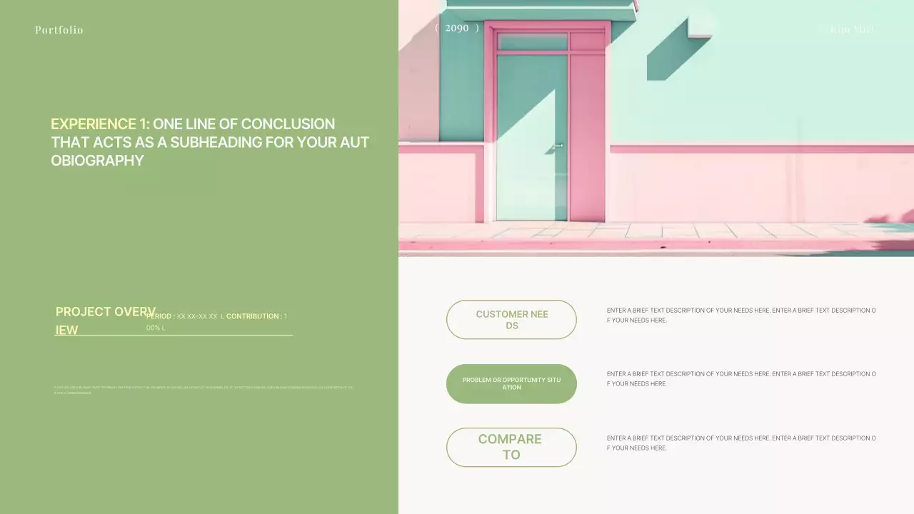 Portfólio de designer limpo em verde limão