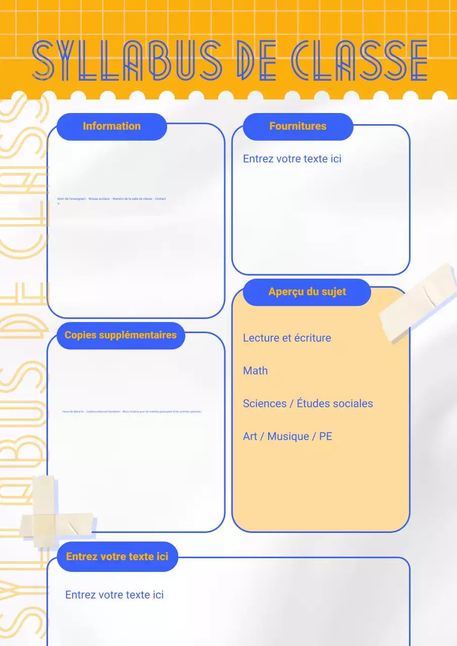 horaire des cours rétro orange