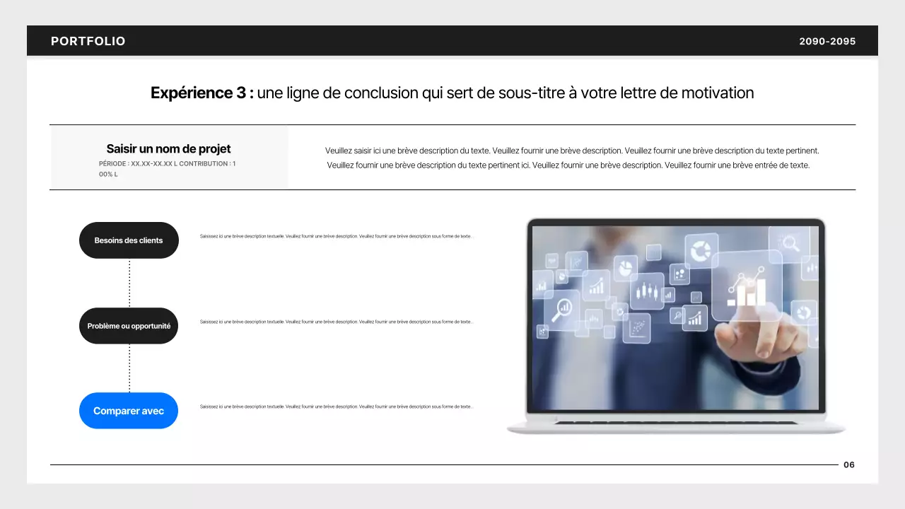 Portfolio de développeur simple en noir et bleu