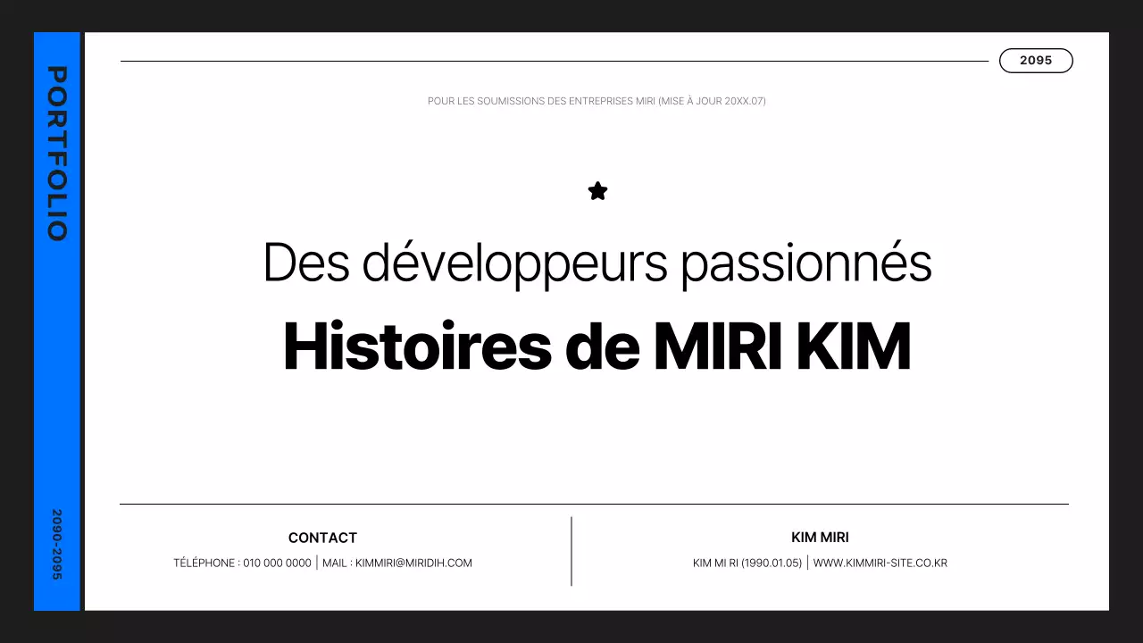 Portfolio de développeur simple en noir et bleu