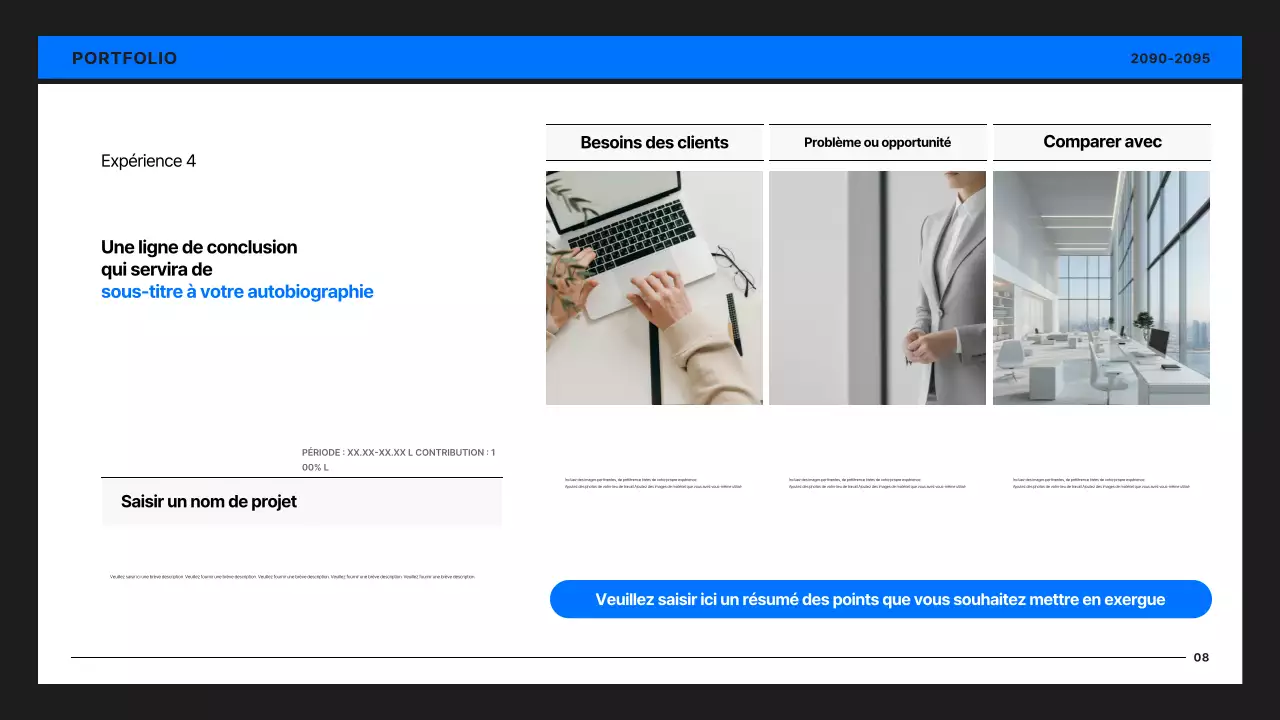 Portfolio de développeur simple en noir et bleu