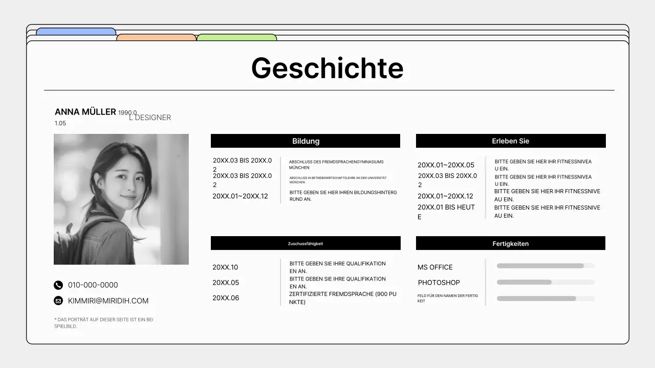 Schlichtes Designer-Portfolio in Grau