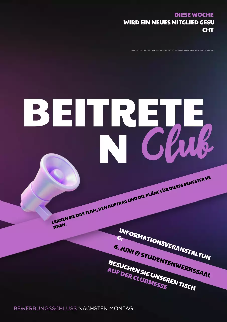 Lila Modern Club-Ankündigungsplakat