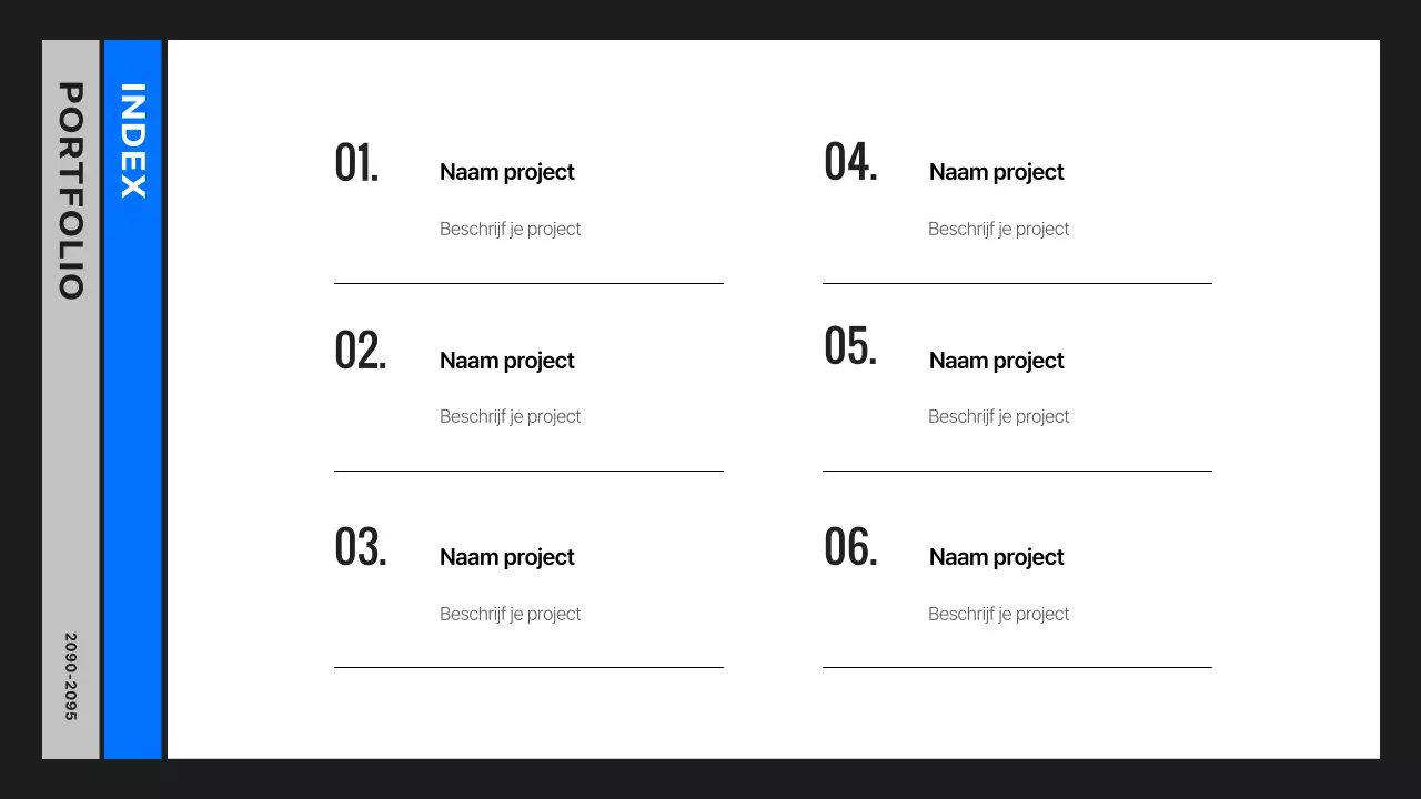 Eenvoudige ontwikkelaarsportfolio in zwart en blauw