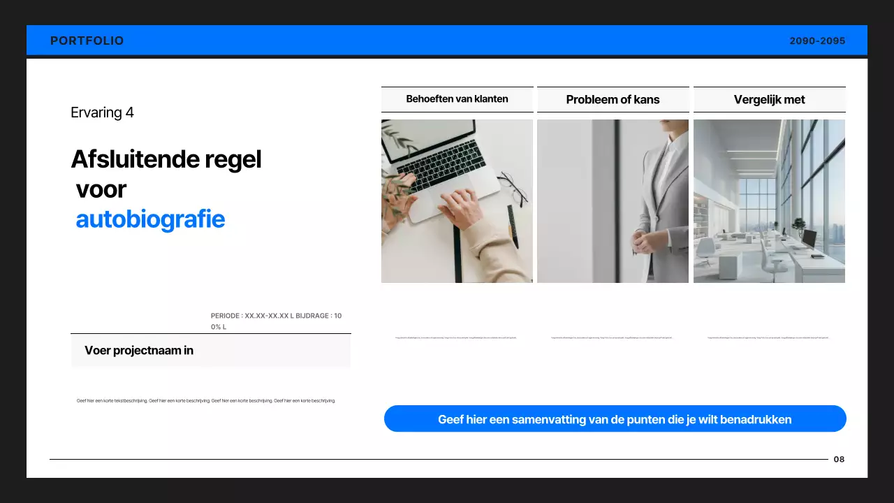 Eenvoudige ontwikkelaarsportfolio in zwart en blauw