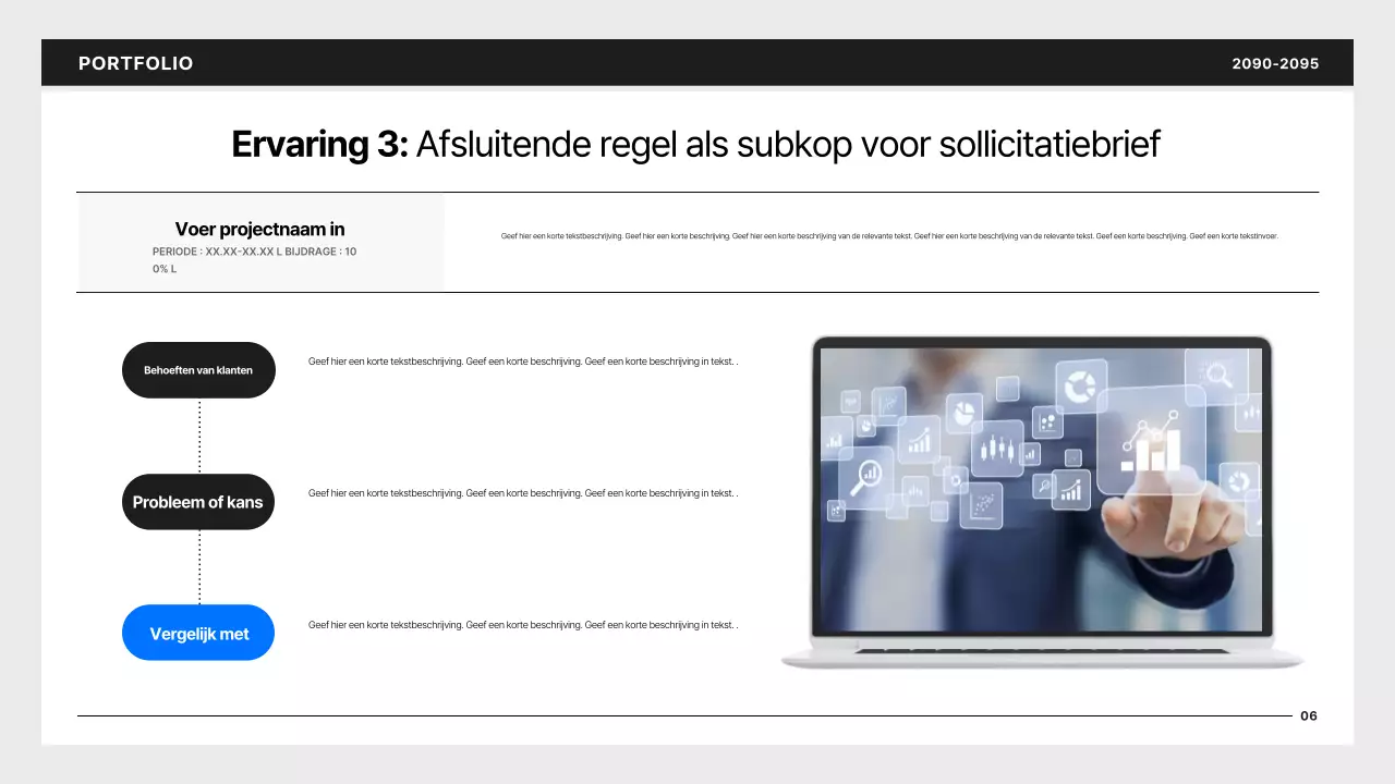 Eenvoudige ontwikkelaarsportfolio in zwart en blauw
