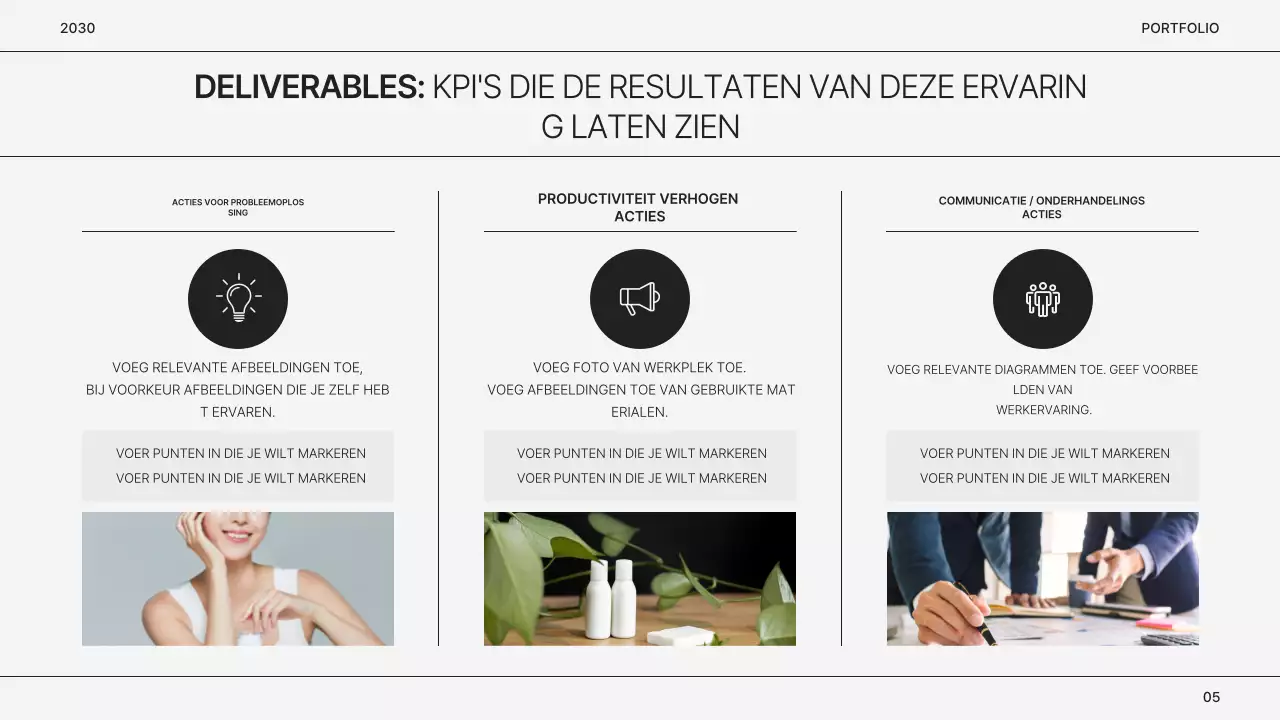 Eenvoudige grijze marketeer portfolio