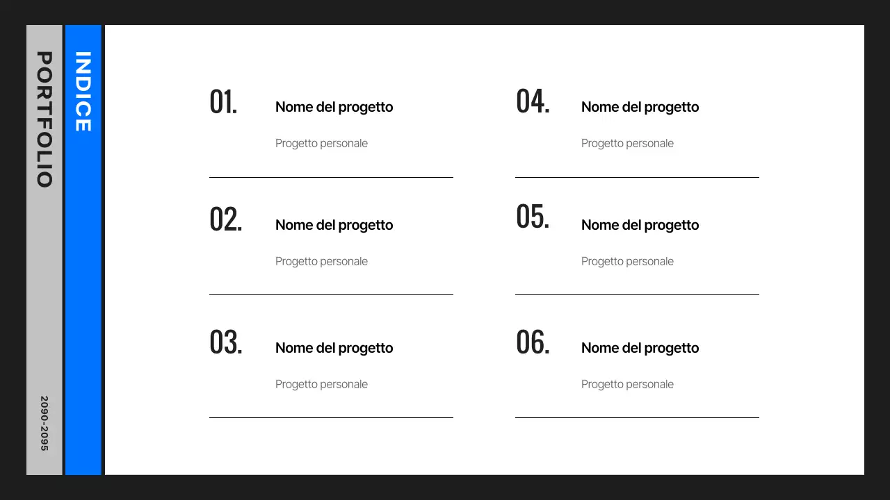 Portafoglio per sviluppatori semplice in nero e blu
