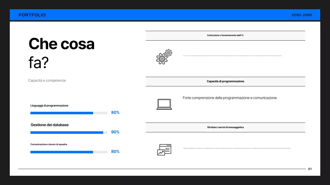 Portafoglio per sviluppatori semplice in nero e blu