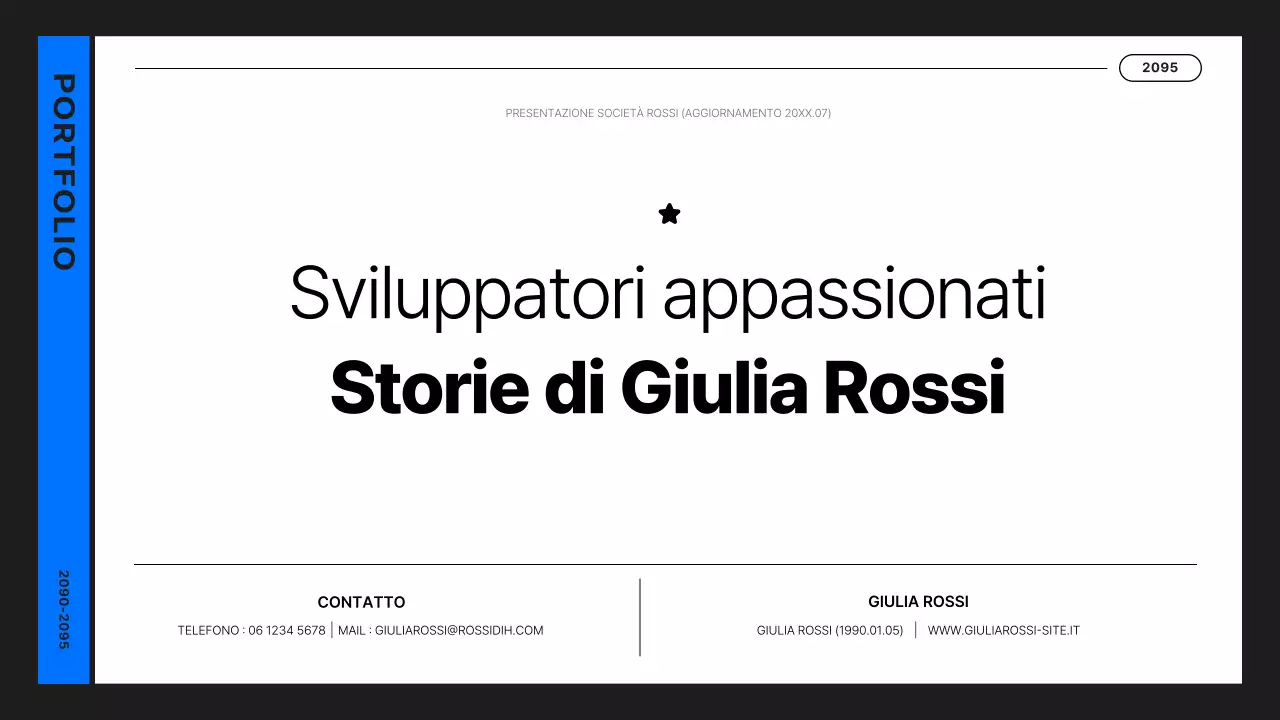 Portafoglio per sviluppatori semplice in nero e blu