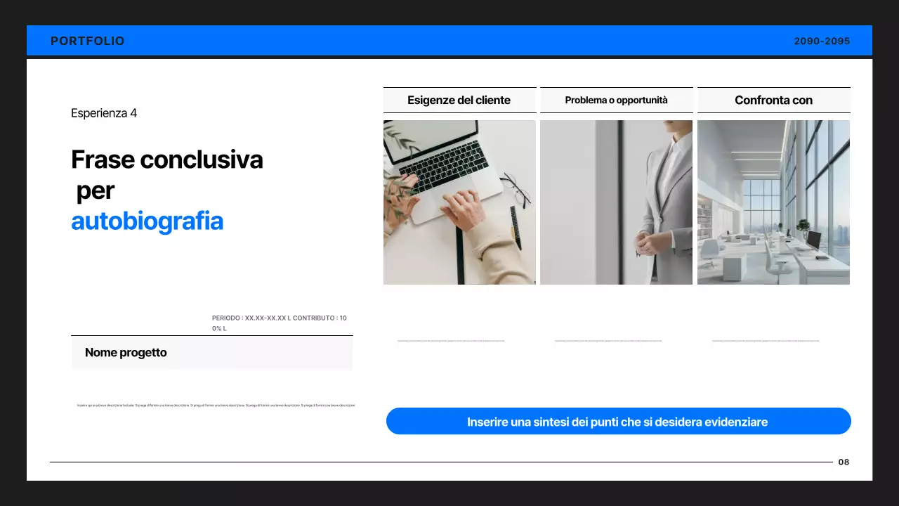 Portafoglio per sviluppatori semplice in nero e blu