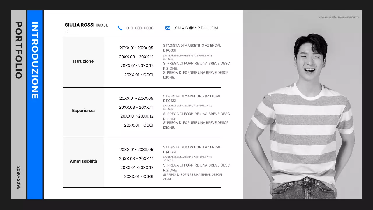 Portafoglio per sviluppatori semplice in nero e blu