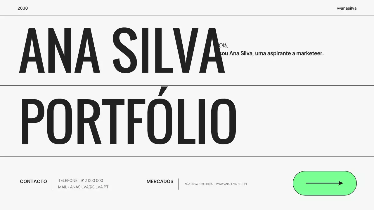 Portfólio simples de profissional de marketing cinza