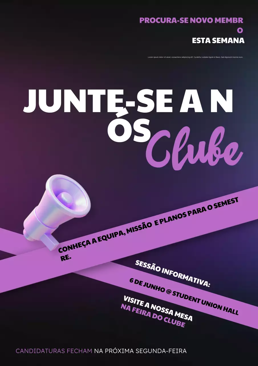 Cartaz de anúncio do Purple Modern Club