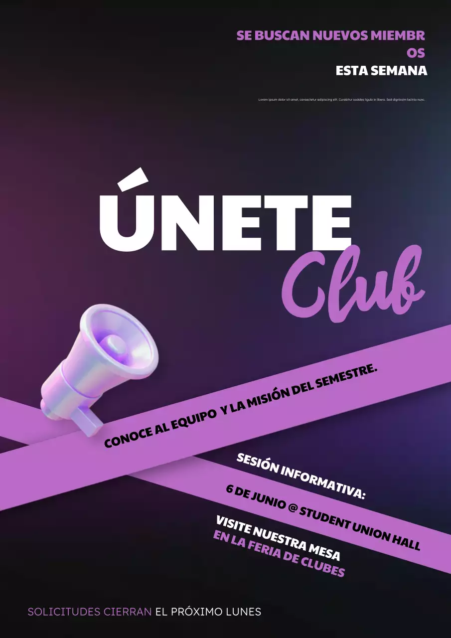 Cartel de anuncio del Purple Modern Club