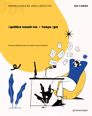 Publication Instagram jaune sur l'équilibre entre vie professionnelle et vie privée